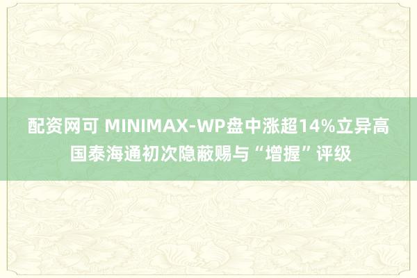配资网可 MINIMAX-WP盘中涨超14%立异高 国泰海通初次隐蔽赐与“增握”评级