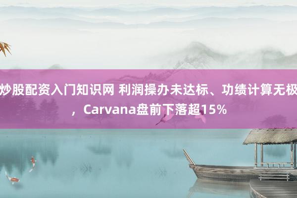 炒股配资入门知识网 利润操办未达标、功绩计算无极，Carvana盘前下落超15%