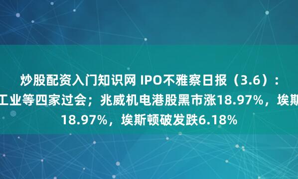 炒股配资入门知识网 IPO不雅察日报(3.6):臻宝科技、惠康工业等四家过会;兆威机电港股黑市涨18.97%,埃斯顿破发跌6.18%