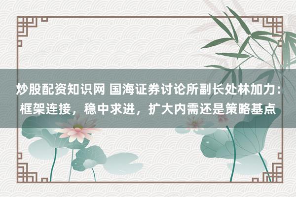 炒股配资知识网 国海证券讨论所副长处林加力:框架连接,稳中求进,扩大内需还是策略基点