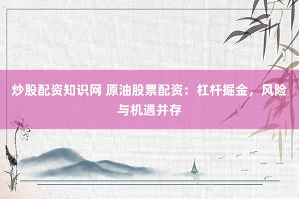 炒股配资知识网 原油股票配资：杠杆掘金，风险与机遇并存